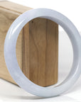 Baikalla Natural Light Lavender & Faint Green Jadeite Jade "Half Round" Bangle Bracelet (64.8mm)