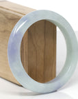 Baikalla Natural Light Blue-Green & Lavender Jadeite Jade "Half Round" Bangle Bracelet (59.1mm)