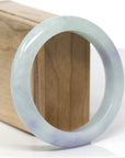 Baikalla Natural Light Blue-Green & Lavender Jadeite Jade "Half Round" Bangle Bracelet (59.1mm)