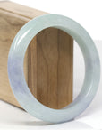 Baikalla Natural Light Blue-Green & Lavender Jadeite Jade "Half Round" Bangle Bracelet (59.1mm)