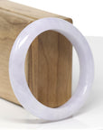 Baikalla Natural Icy Light Lavender Jadeite Jade "Half Round" Bangle Bracelet (56.6mm)