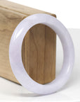 Baikalla Natural Icy Light Lavender Jadeite Jade "Half Round" Bangle Bracelet (56.6mm)
