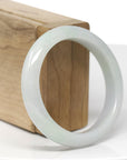 Baikalla Natural Icy Light Green & Lavender Jadeite Jade "Half Round" Bangle Bracelet (55.2mm)