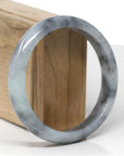 Baikalla Natural Black Wuji Jadeite Jade "Half Round" Bangle Bracelet (62.5mm)