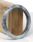 Baikalla Natural Black Wuji Jadeite Jade "Half Round" Bangle Bracelet (62.5mm)