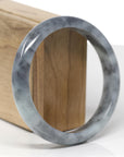 Baikalla Natural Black Wuji Jadeite Jade "Half Round" Bangle Bracelet (62.5mm)