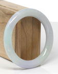 Baikalla Natural Light Green & Lavender Jadeite Jade "Traditional Round" Bangle Bracelet (56.2mm)