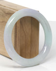 Baikalla Natural Light Green & Lavender Jadeite Jade "Traditional Round" Bangle Bracelet (56.2mm)