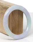 Baikalla Natural Light Green & Lavender Jadeite Jade "Traditional Round" Bangle Bracelet (56.2mm)