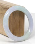 Baikalla Natural Light Green & Lavender Jadeite Jade "Traditional Round" Bangle Bracelet (56.2mm)