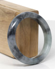 Baikalla Natural Black Wuji Jadeite Jade "Half Round" Bangle Bracelet (55.6mm)