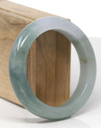 Baikalla Natural Oil-Green & Light Lavender Jadeite Jade "Square Cut" Bangle Bracelet (56.5mm)