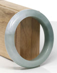 Baikalla Natural Oil-Green & Light Lavender Jadeite Jade "Square Cut" Bangle Bracelet (56.5mm)