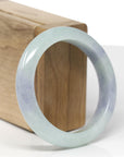 Baikalla Natural Light Blue-Green & Lavender Jadeite Jade "Half Round" Bangle Bracelet (55.5mm)