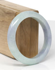 Baikalla Natural Light Blue-Green & Lavender Jadeite Jade "Half Round" Bangle Bracelet (55.5mm)