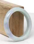 Baikalla Natural Light Blue-Green & Lavender Jadeite Jade "Half Round" Bangle Bracelet (55.5mm)