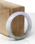 Baikalla Natural Icy Light Lavender & Oil-Green Jadeite Jade "Oval" Bangle Bracelet (53.2mm)