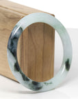 Baikalla Natural Icy Green W/ Deep Blue-Green Flowers Jadeite Jade "Traditional Round" Bangle Bracelet (56.8mm)