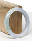 Baikalla Natural Light Lavender & Green Jadeite Jade "Half Round" Bangle Bracelet (53.9mm)