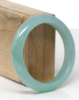 High-End Natural Icy Blue-Green Jadeite Jade "Half Round" Bangle Bracelet (56.1mm)