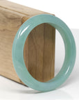High-End Natural Icy Blue-Green Jadeite Jade "Half Round" Bangle Bracelet (56.1mm)