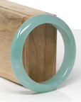 High-End Natural Icy Blue-Green Jadeite Jade "Half Round" Bangle Bracelet (56.1mm)