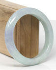 Baikalla Natural Light Blue-Green & Lavender Jadeite Jade "Half Round" Bangle Bracelet (59.4mm)