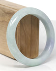 Baikalla Natural Light Blue-Green & Lavender Jadeite Jade "Half Round" Bangle Bracelet (59.4mm)