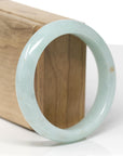 Baikalla Natural Light Green W/ Sajin Jadeite Jade "Half Round" Bangle Bracelet (57.3mm)