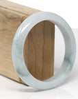 Baikalla Natural Blue-Green Flowers Jadeite Jade "Half Round" Bangle Bracelet (58.3mm)