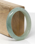 Baikalla Natural Icy Oil-Green Jadeite Jade "Oval" Bangle Bracelet (55.4mm)