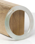 Baikalla Natural Icy Yellow-Green W/ Sajin (Golden Dust) Jadeite Jade "Traditional Round" Bangle Bracelet (55.1mm)