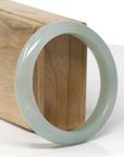 Baikalla Natural Light Oil-Green Jadeite Jade "Half Round" Bangle Bracelet (58.5mm)