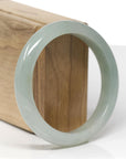 Baikalla Natural Light Oil-Green Jadeite Jade "Half Round" Bangle Bracelet (58.5mm)
