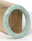 Baikalla Natural Green Jadeite Jade "Half Round" Bangle Bracelet (56.9mm)