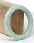 Baikalla Natural Green Jadeite Jade "Half Round" Bangle Bracelet (56.9mm)