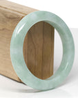 Baikalla Natural Green Jadeite Jade "Half Round" Bangle Bracelet (56.9mm)