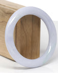 Baikalla Natural Light Lavender W/ Light Green Patch Jadeite Jade "Traditional Round" Bangle Bracelet (57.7mm)