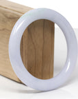 Baikalla Natural Light Lavender W/ Light Green Patch Jadeite Jade "Traditional Round" Bangle Bracelet (57.7mm)