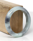 Baikalla Natural Black Wuji & Light Green Jadeite Jade "Half Round" Bangle Bracelet (54.3mm)
