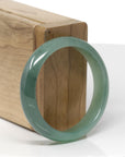 Baikalla Natural Icy Oil-Green Jadeite Jade "Half Round" Bangle Bracelet (50.9mm)