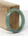 Baikalla Natural Icy Oil-Green Jadeite Jade "Half Round" Bangle Bracelet (50.9mm)