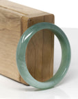 Baikalla Natural Icy Oil-Green Jadeite Jade "Half Round" Bangle Bracelet (50.9mm)