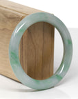 Baikalla Natural Forest Green W/ Yellow Patch Jadeite Jade "Traditional Round" Bangle Bracelet (55.7mm)