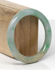 Baikalla Natural Forest Green W/ Yellow Patch Jadeite Jade "Traditional Round" Bangle Bracelet (55.7mm)