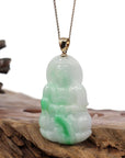 Baikalla Jewelry Jade Guanyin Pendant Necklace Copy of "Goddess of Compassion" 14k Yellow Gold Genuine Burmese Jadeite Jade Guanyin Necklace With Good Luck Design