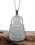 Baikalla Jewelry Jade Guanyin Pendant Necklace Copy of Baikalla 14k "Goddess of Compassion" Genuine Burmese Jadeite Jade Guanyin Necklace With Good Luck Design