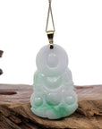 Baikalla Jewelry Jade Guanyin Pendant Necklace Copy of Copy of "Goddess of Compassion" 14k Yellow Gold Genuine Burmese Jadeite Jade Guanyin Necklace With Good Luck Design