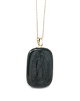 Baikalla Jewelry Gold Jade Pendant Copy of Copy of Baikalla™ 14K Yellow Gold Genuine Nephrite Black Jade Mother Mary Pendant Necklace