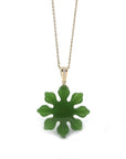 Baikalla Jewelry Gold Jade Necklace Copy of Baikalla™ : " Sun Flower" 14k Yellow Gold Genuine Nephrite Green Jade Pendant Necklace